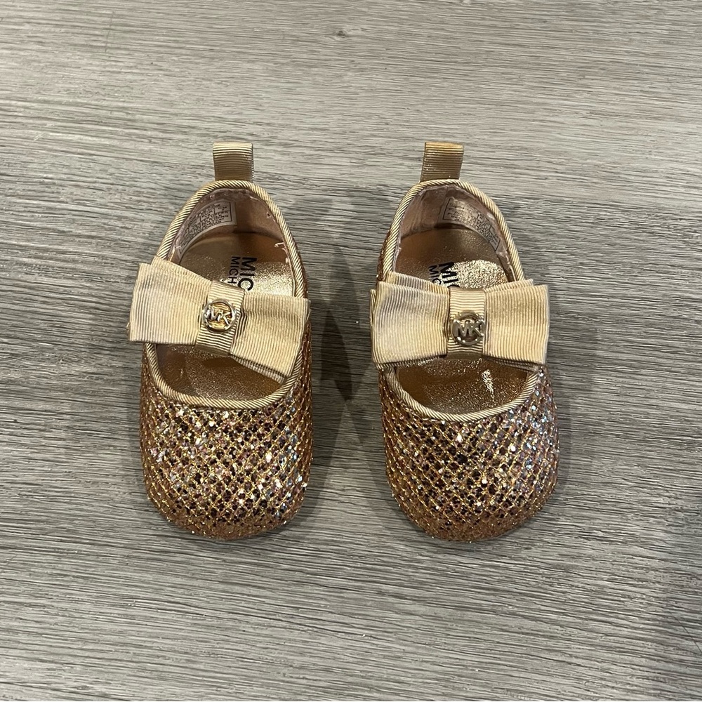 Michael Kors Glittery Gold Kids Dress Shoes